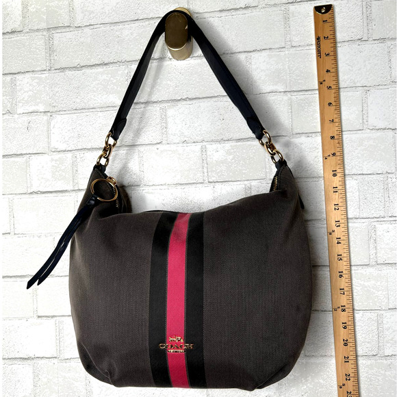 Coach Black and Pink Stripe Tote - Picture 5 of 6